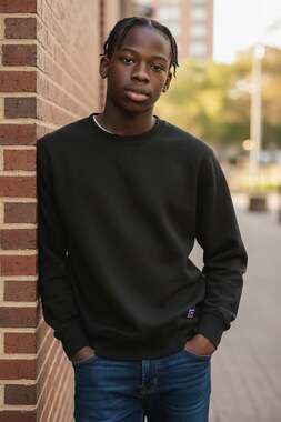 VINTAGE Russell Athletic Black Crewneck Sweater Adult S